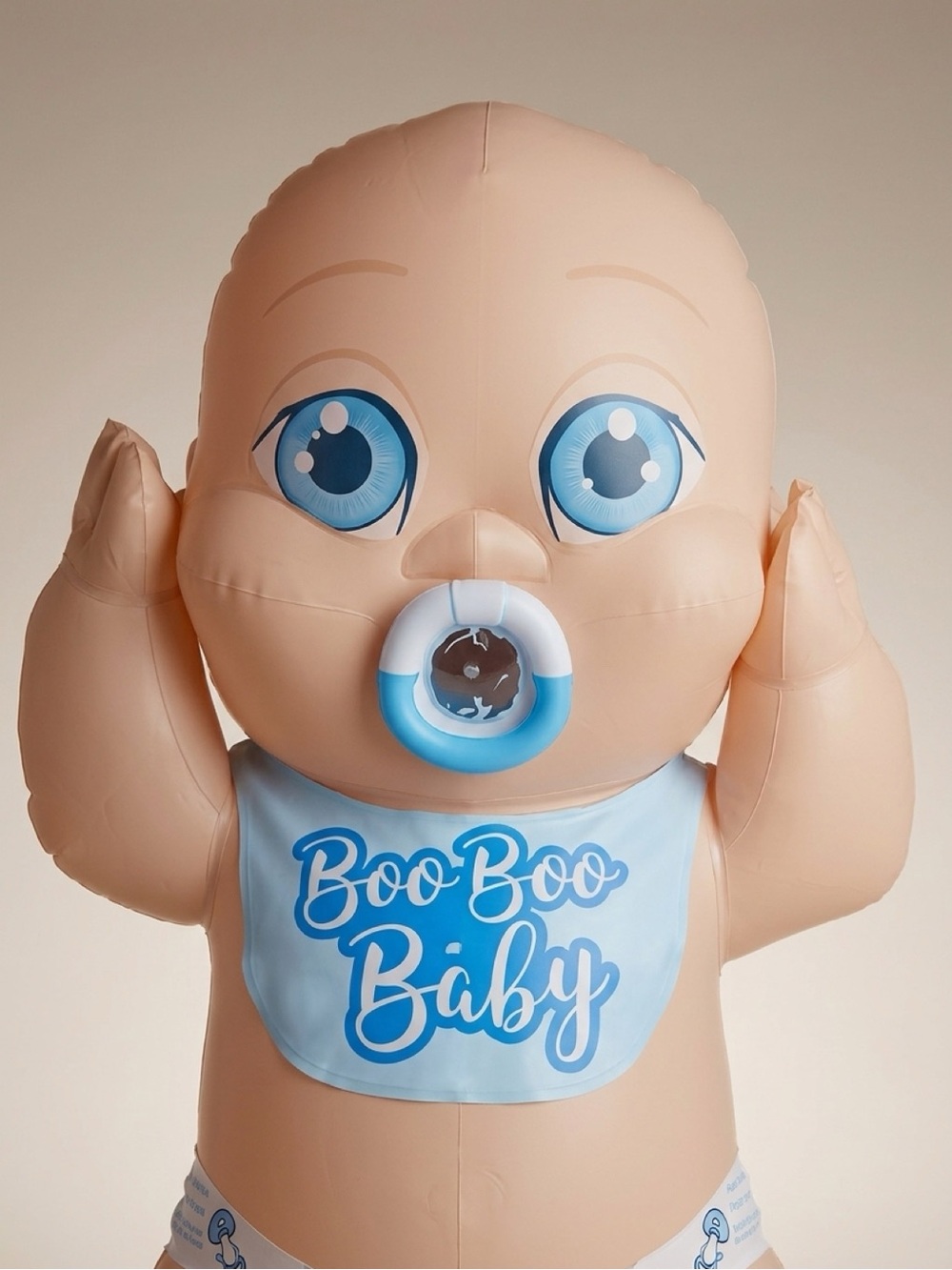 Halloween custom. Inflatable Boo Boo Baby Doll in Light Blue. Over 8 feet tall.